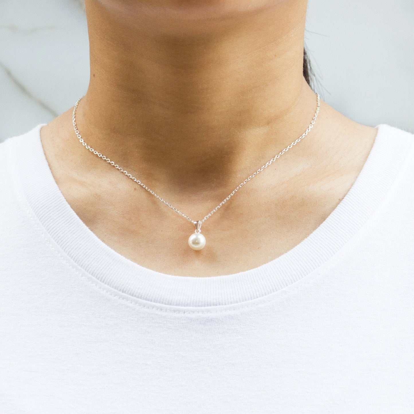Sterling Silver White Shell Pearl Set