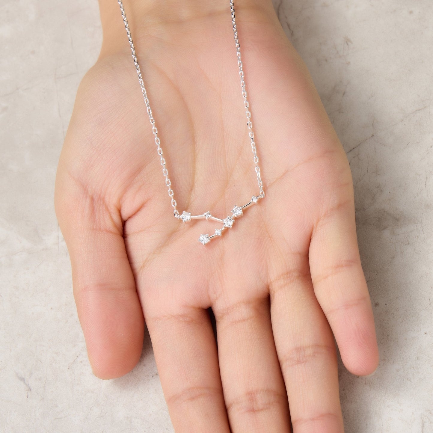 Taurus Star Sign Zodiac Constellation Necklace with Zircondia® Crystals