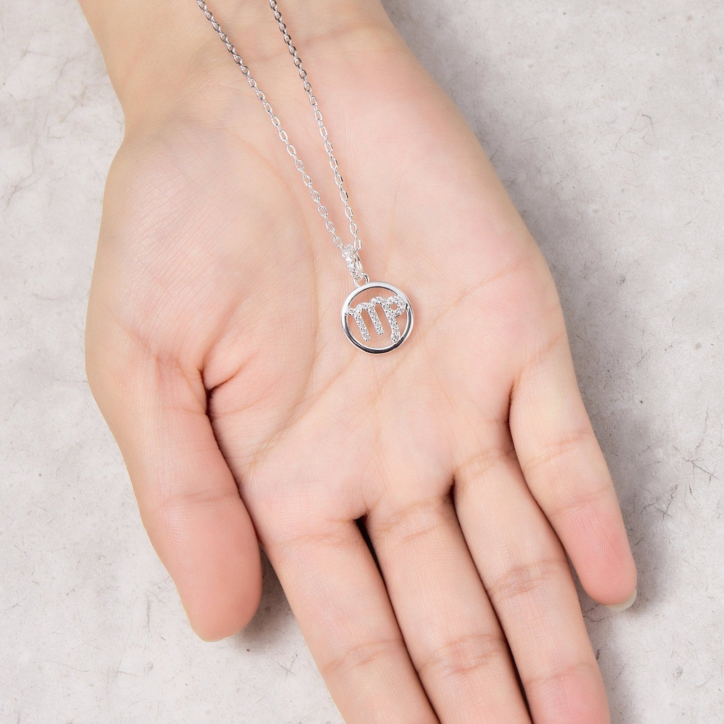 Virgo Star Sign Zodiac Necklace and Quote Card with Zircondia® Crystals