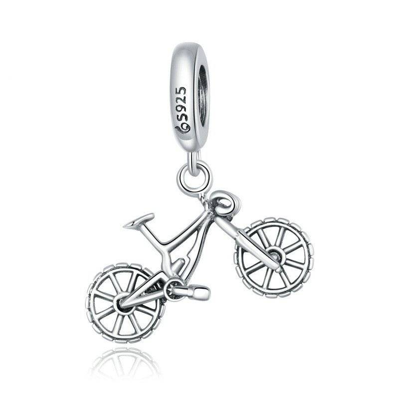 Adventure Bike Charm in sterling silver S925, featuring a detailed bicycle design. Ideal for cyclists and free spirits who love unique jewelry.