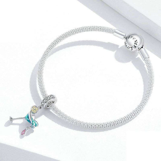 Cocktail glass charm on a stylish bracelet