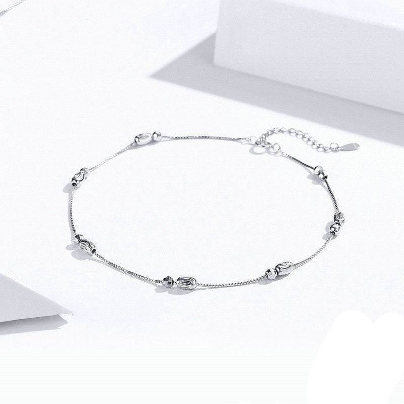 Classic Simple Sterling Silver Anklet displayed on white background, highlighting its sleek, polished finish and fine craftsmanship.