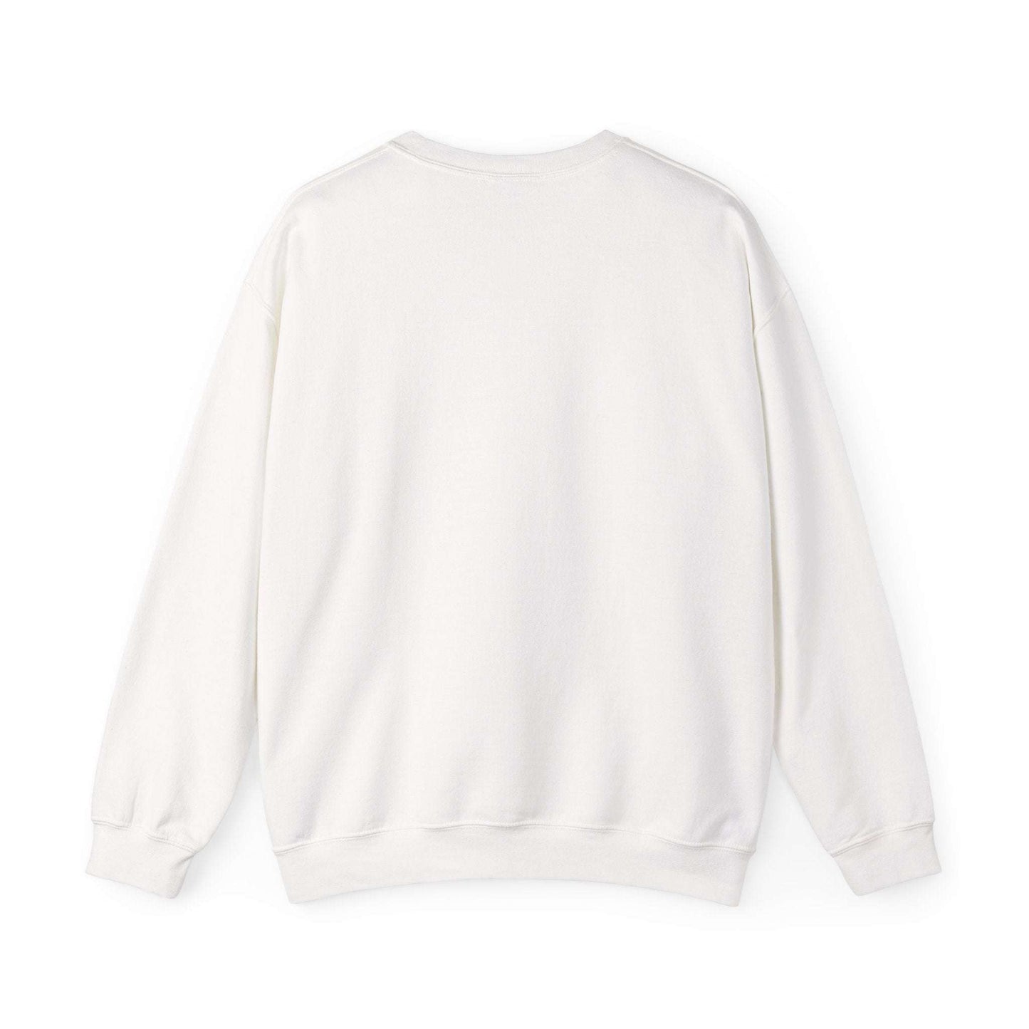 Back view of Women’s Christmas Wine Sweatshirt - Holiday Toast | Cozy Crewneck in plain white, showcasing relaxed fit and soft fabric.