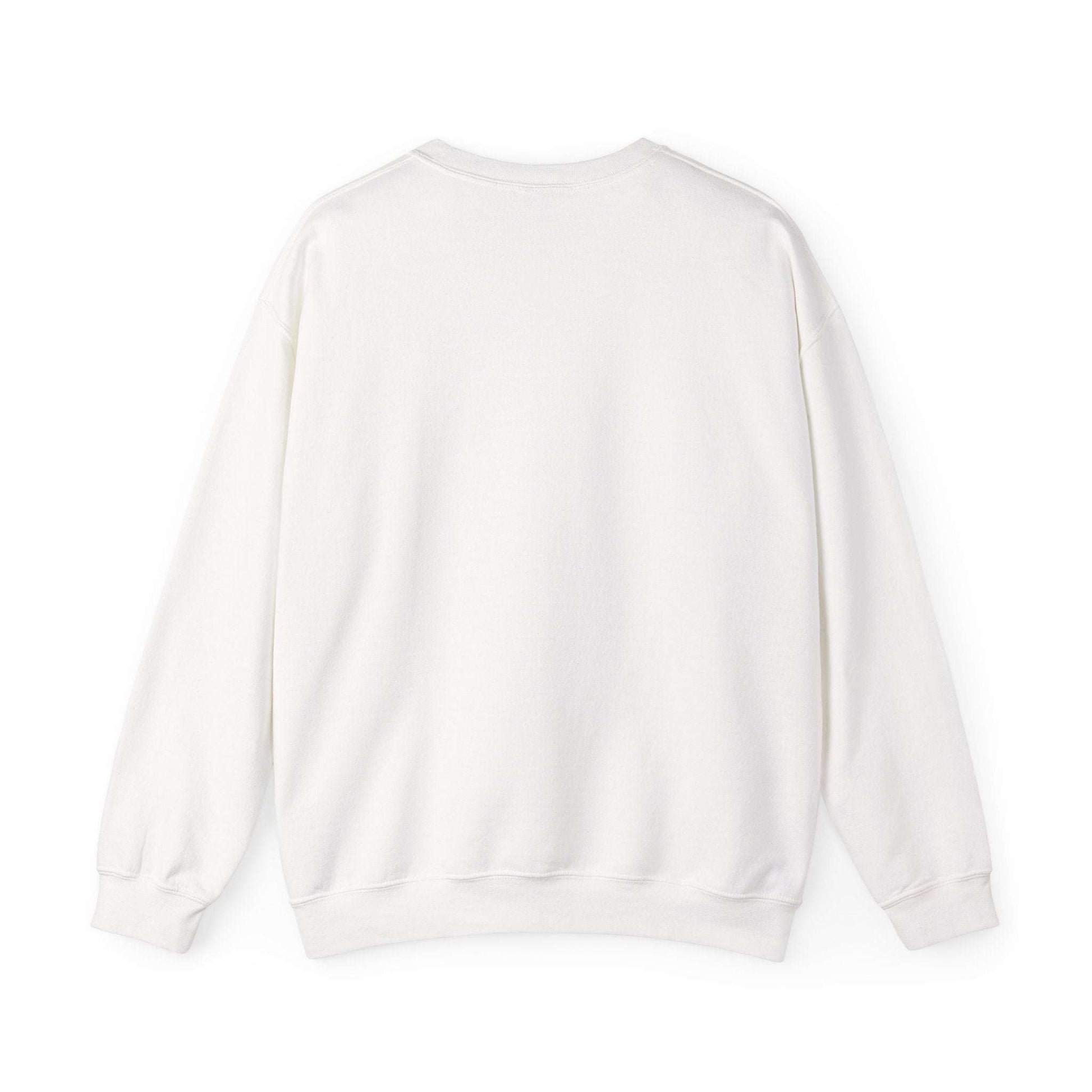 Back view of Women’s Christmas Wine Sweatshirt - Holiday Toast | Cozy Crewneck in plain white, showcasing relaxed fit and soft fabric.