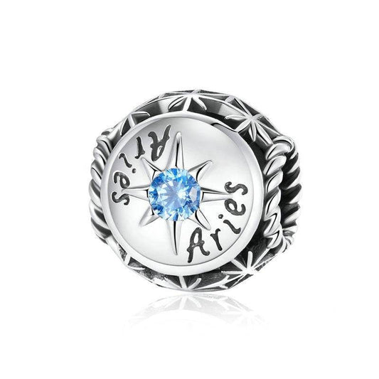 Aries zodiac charm with blue zircon