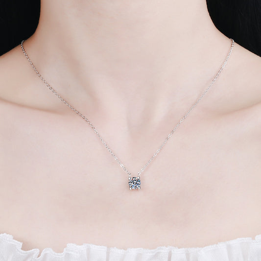 Square Silver Moissanite Necklace