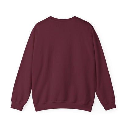 Back view of Women’s Christmas Wine Sweatshirt in burgundy, cozy crewneck ideal for holiday outfits and winter wardrobe layering.