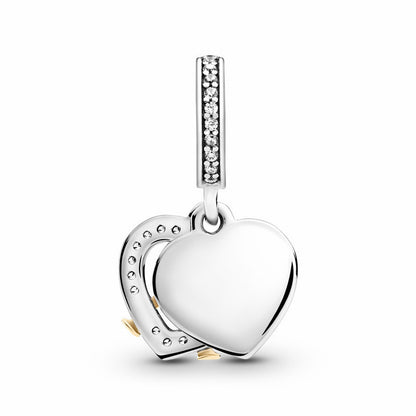 Back view of silver heart anniversary charm