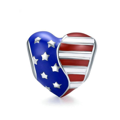 Heart-shaped American flag charm with stars and stripes