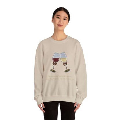 Women’s Christmas Wine Sweatshirt featuring embroidered wine glasses with holly, perfect for holiday toasts and cozy winter fashion.