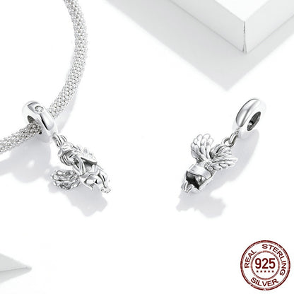Pair of Little Angel Charms in 925 sterling silver, showcasing front and back views. Ideal for charm bracelets or necklaces.