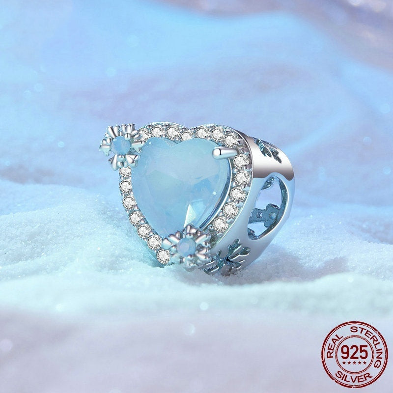 Crystal Blue Winter Heart Charm