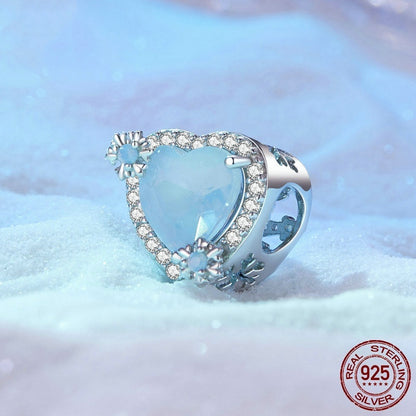 Crystal Blue Winter Heart Charm