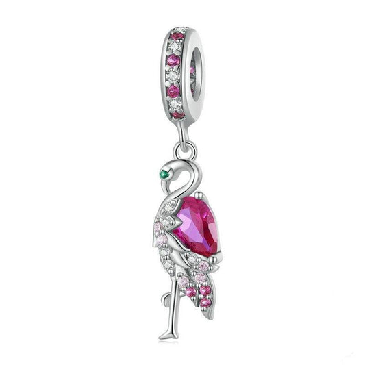 Cute flamingo charm with pink gemstones