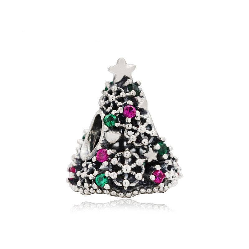 Front view of colourful Christmas tree charm for bracelets