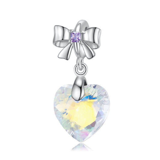 Pearl Chrome Heart Crystal Charm
