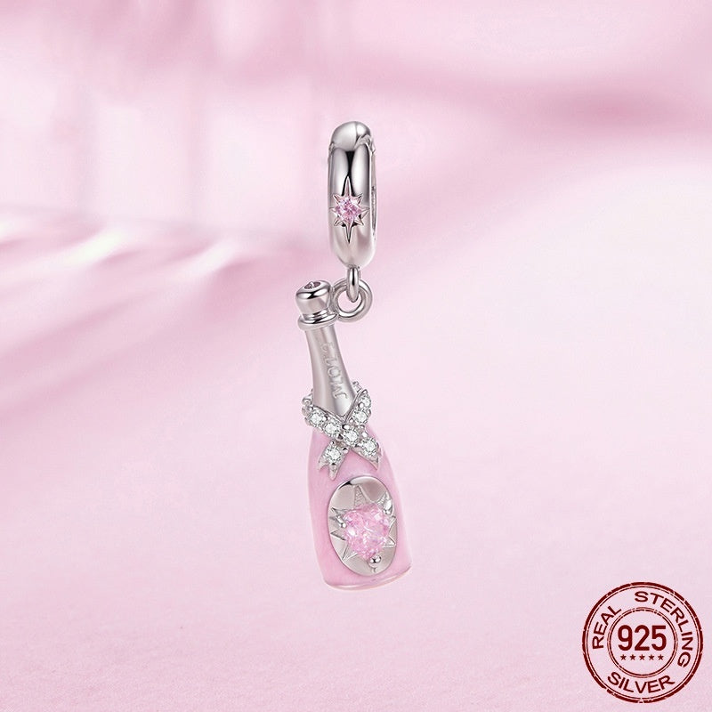 Pink Champagne Bottle Charm