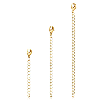 3 Pack of 2" 3" 4" Inch Gold Plated Necklace Chain Extenders