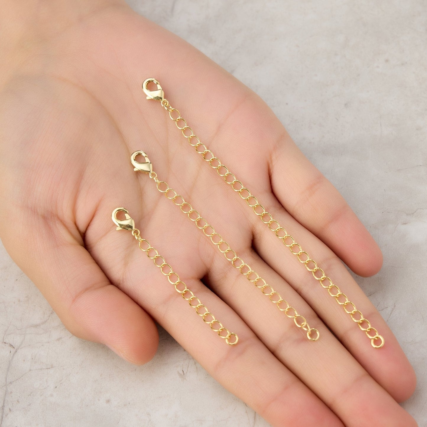 3 Pack of 2" 3" 4" Inch Gold Plated Necklace Chain Extenders