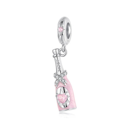 Silver and pink charm with 'Real Sterling Silver 925' stamp on a white background