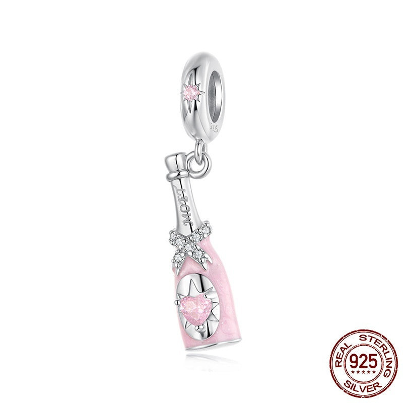 Pink Champagne Bottle Charm