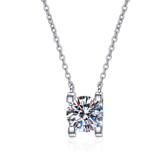 Square Silver Moissanite Necklace