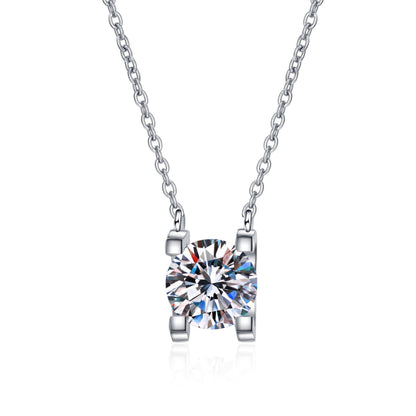 Square Silver Moissanite Necklace