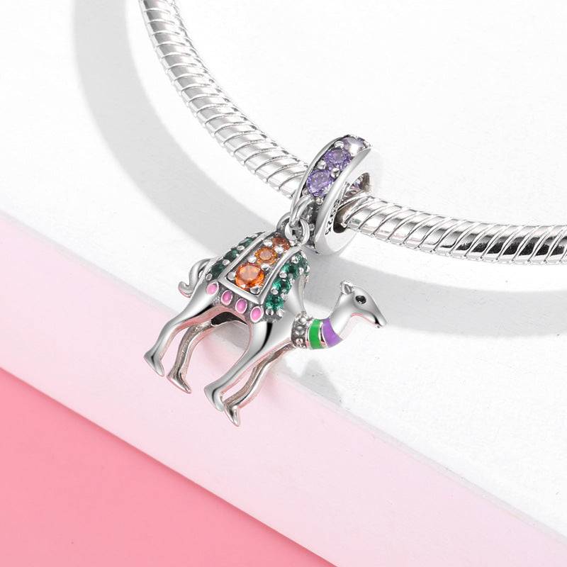 Colorful camel charm with vibrant gemstones for bracelets