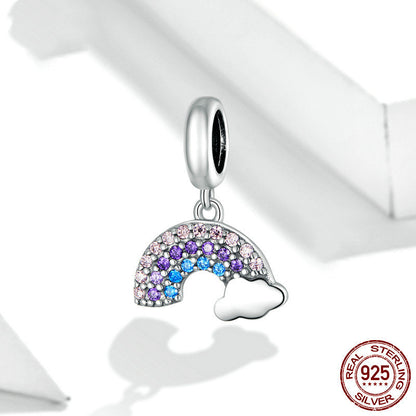 Vibrant rainbow charm with sterling silver