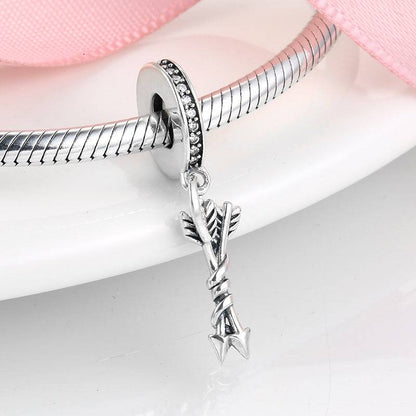 Arrow charm with sparkling loop on bracelet