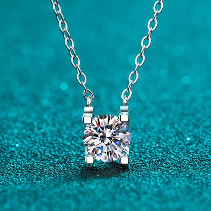 Square Silver Moissanite Necklace