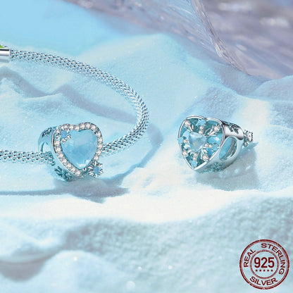 Crystal Blue Winter Heart Charm