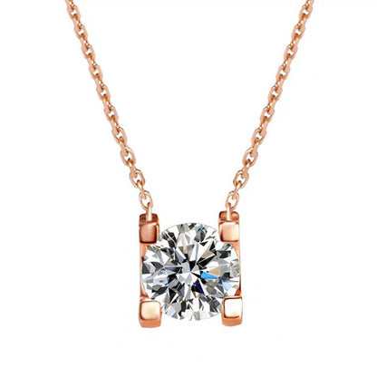 Square Silver Moissanite Necklace