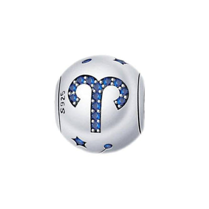 Zodiac Charms - Personalized Jewellery featuring Aries sign with blue gemstones on sterling silver. Durable charm for stylish zodiac collections.