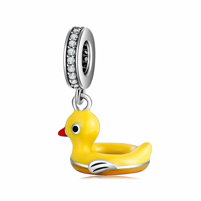 Yellow duck charm with crystal details for bracelets