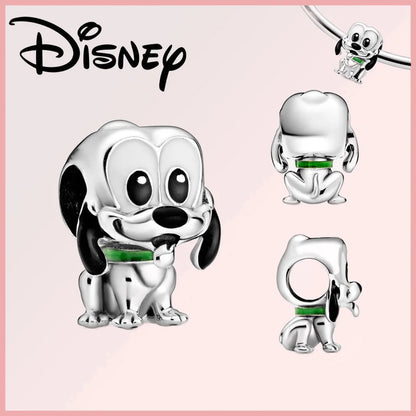 Disney Pixar Charms Collection (Limited Edition) featuring a sterling silver Pluto charm with black enamel eyes and green collar, ideal for bracelets.