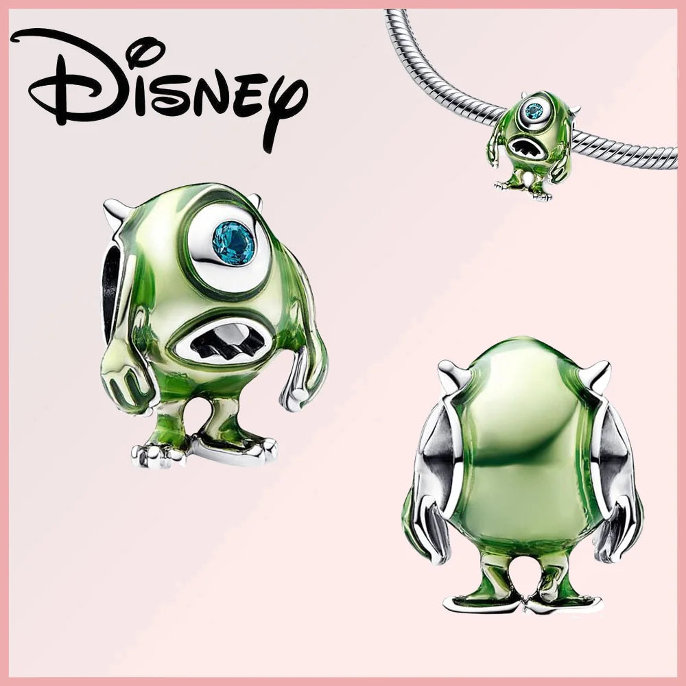 Disney Pixar Charms Collection (Limited Edition) featuring Mike Wazowski charm in sterling silver with green enamel and blue zircon eye detail.