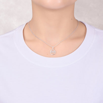 Aquarius Star Sign Zodiac Necklace and Quote Card with Zircondia® Crystals