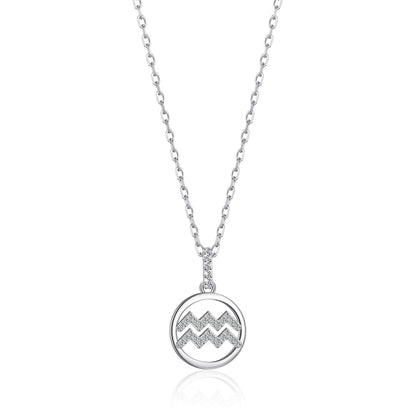 Aquarius Star Sign Zodiac Necklace with Zircondia® Crystals