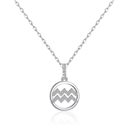 Aquarius Star Sign Zodiac Necklace with Zircondia® Crystals