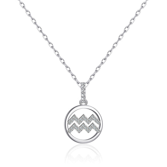 Aquarius Star Sign Zodiac Necklace with Zircondia® Crystals
