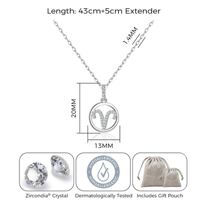 Aries Star Sign Zodiac Necklace and Quote Card with Zircondia® Crystals