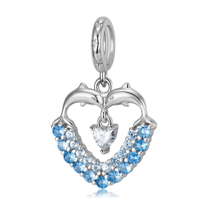 Dolphin Heart Charm