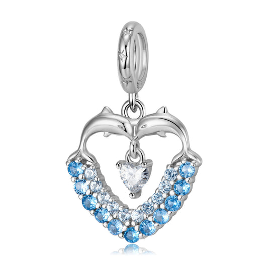 Dolphin Heart Charm