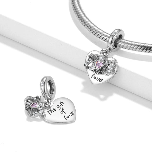 Gift of Love Charm with heart and pink gemstone