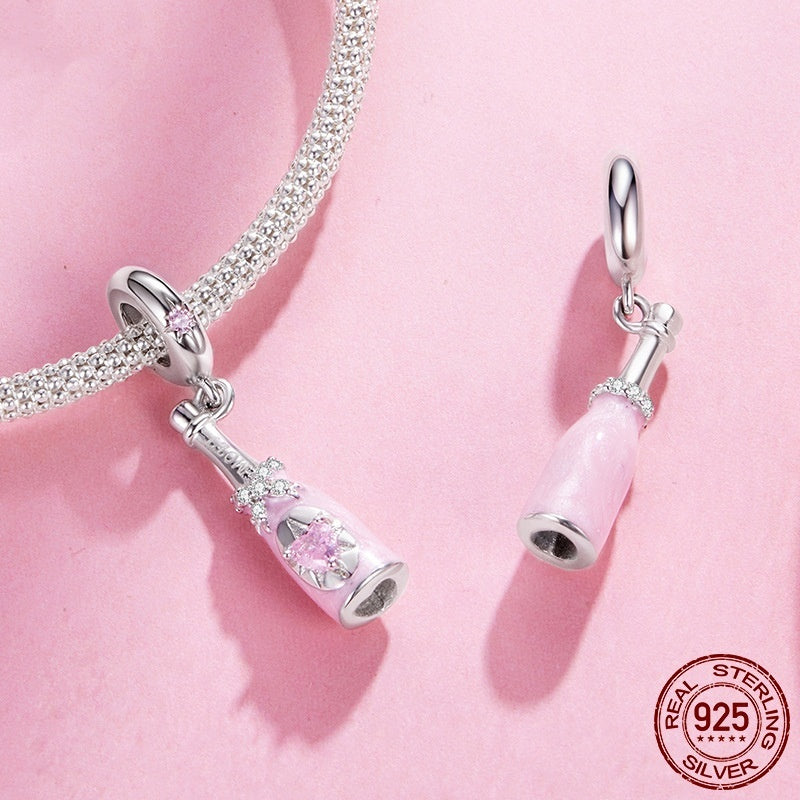 Pink Champagne Bottle Charm