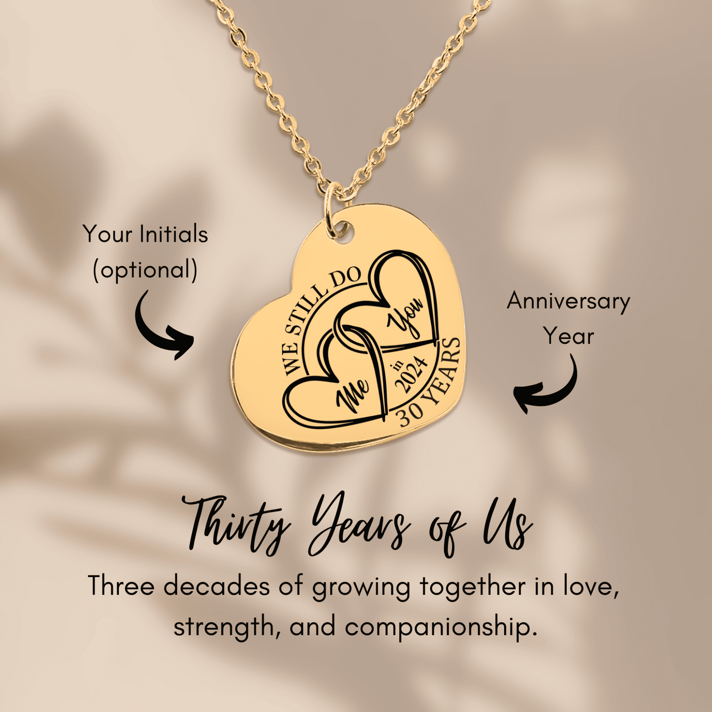 30th Years Anniversary Heart Necklace