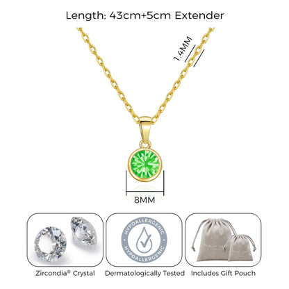 Gold Plated August (Peridot) Birthstone Necklace Created with Zircondia® Crystals