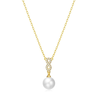 Gold Plated I Couldn't Say I Do Without You Infinity Pearl Wedding Drop Necklace with Zircondia® Crystals