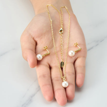 Gold Plated I Couldn't Say I Do Without You Infinity Pearl Drop Set with Zircondia® Crystals